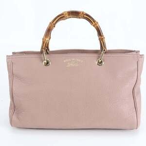 Gucci Bamboo Shopper 323660 Leather Handbag Tote Bag Pink Women's